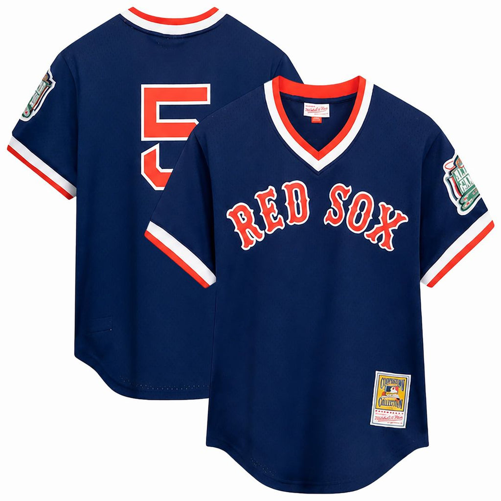 Boston Red Sox Nomar Garciaparra Mitchell & Ness Navy Big & Tall Cooperstown Mesh Batting Practice Jersey