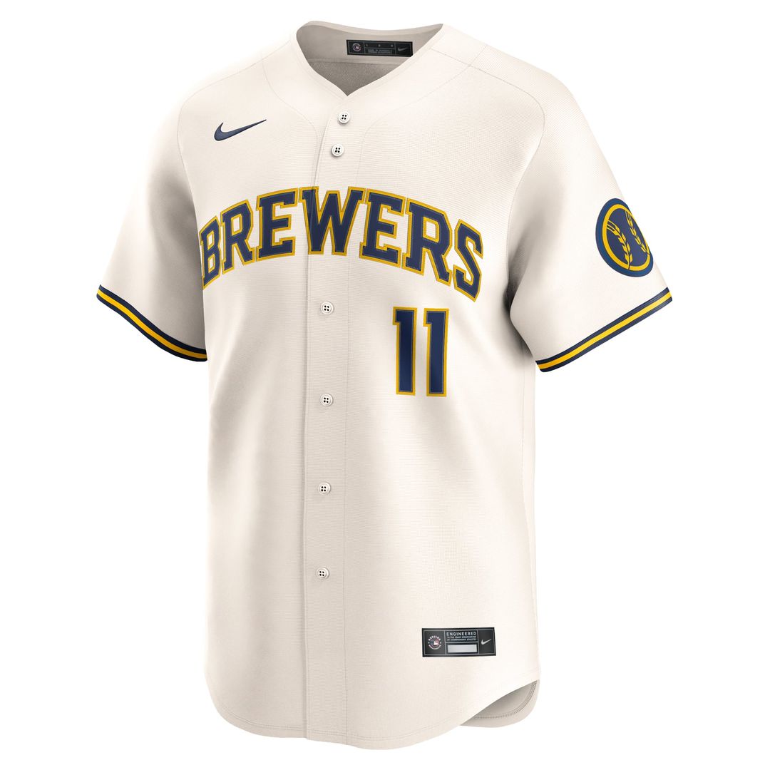 Milwaukee Brewers Jackson Chourio Nike Cream Home Limited Jersey