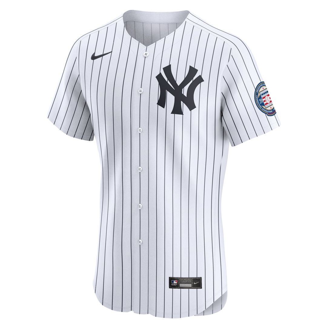New York Yankees Derek Jeter Nike White Home 2020 Hall of Fame Induction Patch Elite Player Jersey