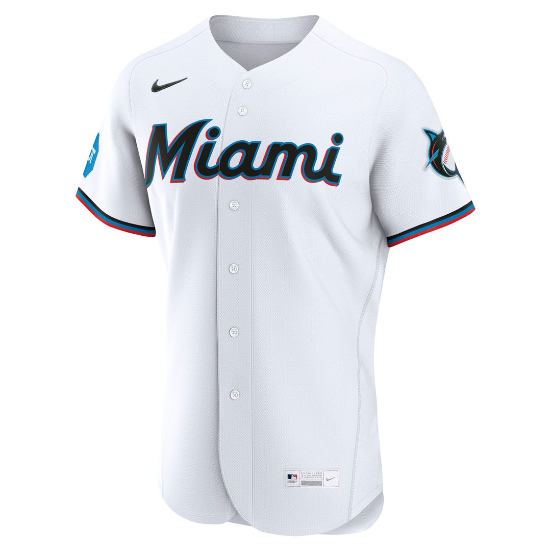 Miami Marlins Nike White Home Sponsor Patch Authentic Jersey