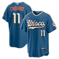 Milwaukee Brewers Jackson Chourio Nike Mineral Blue 2026 City Connect Stadium Jersey