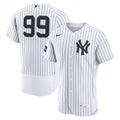 New York Yankees Aaron Judge Nike White Home Authentic Sponsor Patch Jersey