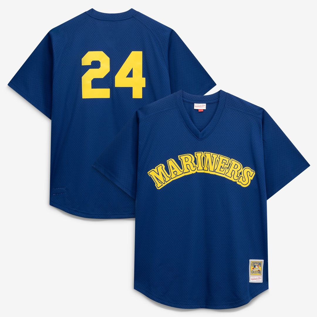 Seattle Mariners Mitchell & Ness Navy Big & Tall Cooperstown Collection Mesh Batting Practice Jersey