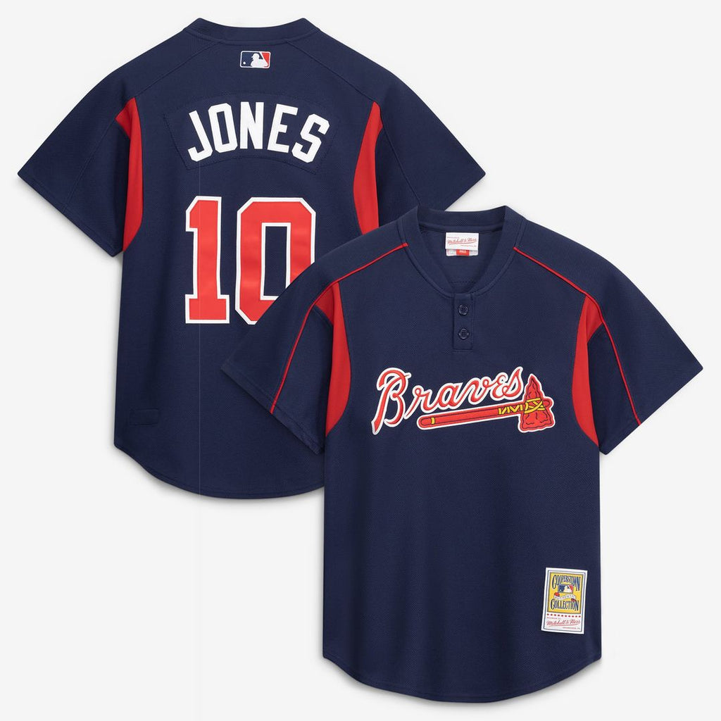 Atlanta Braves Chipper Jones Mitchell & Ness Navy Authentic Batting Practice Jersey