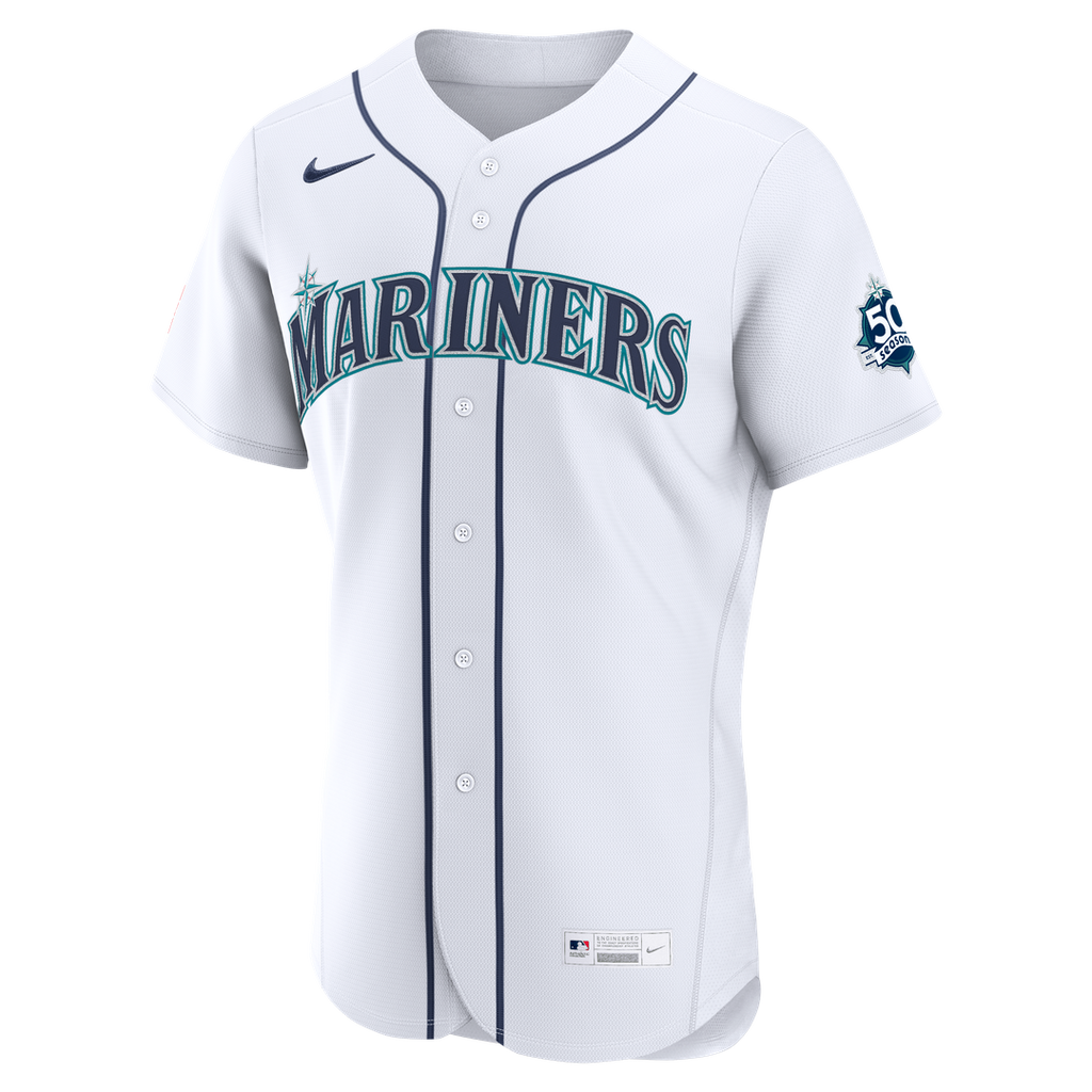 Seattle Mariners Josh Naylor Nike White Home 50th Season Authentic Jersey