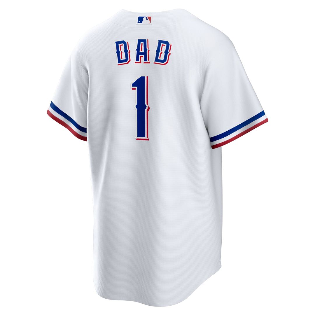 Texas Rangers Nike White #1 Dad Home Replica Jersey
