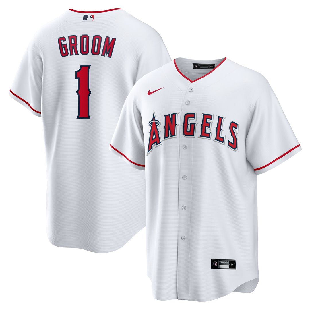 Los Angeles Angels Nike White #1 Groom Home Replica Jersey