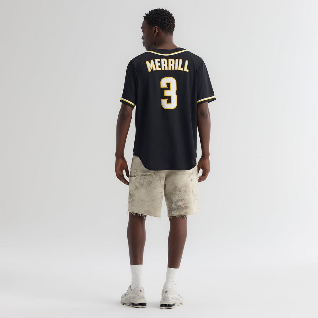 San Diego Padres Jackson Merrill Nike Fashion Replica Black Out Jersey